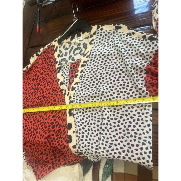 UMGEE Top Womens Large Multicolor Mix Leopard Print Ruffle Sleeves Blouse - Picture 6 of 10